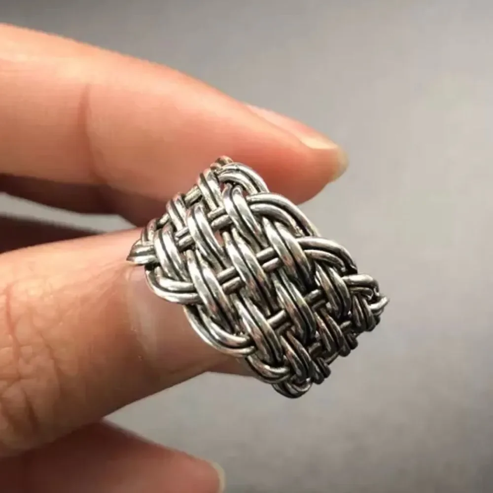 ‎925SS Trendy BASKETWEAVE Adjustable Ring